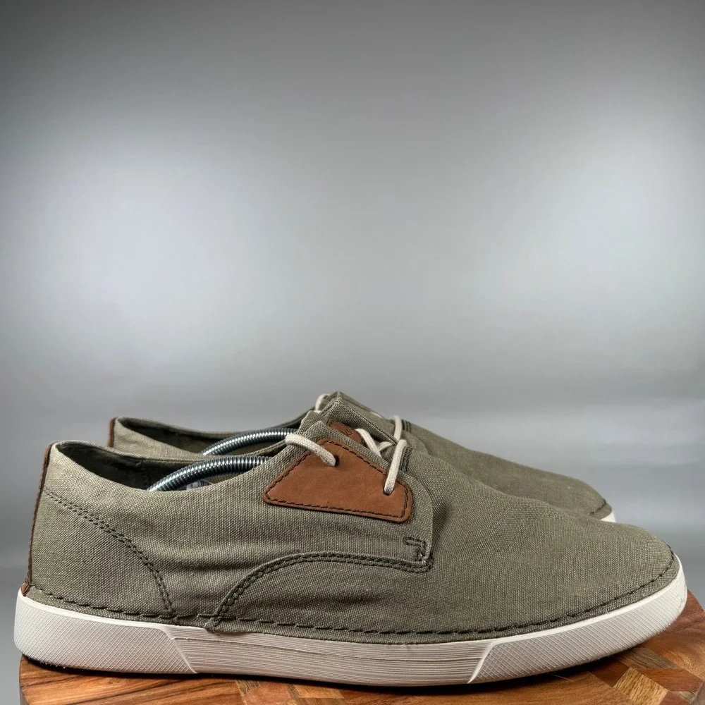 Clarks Collection Mens 13 Olive Green Canvas Extreme Comfort Boat Shoes 26171669